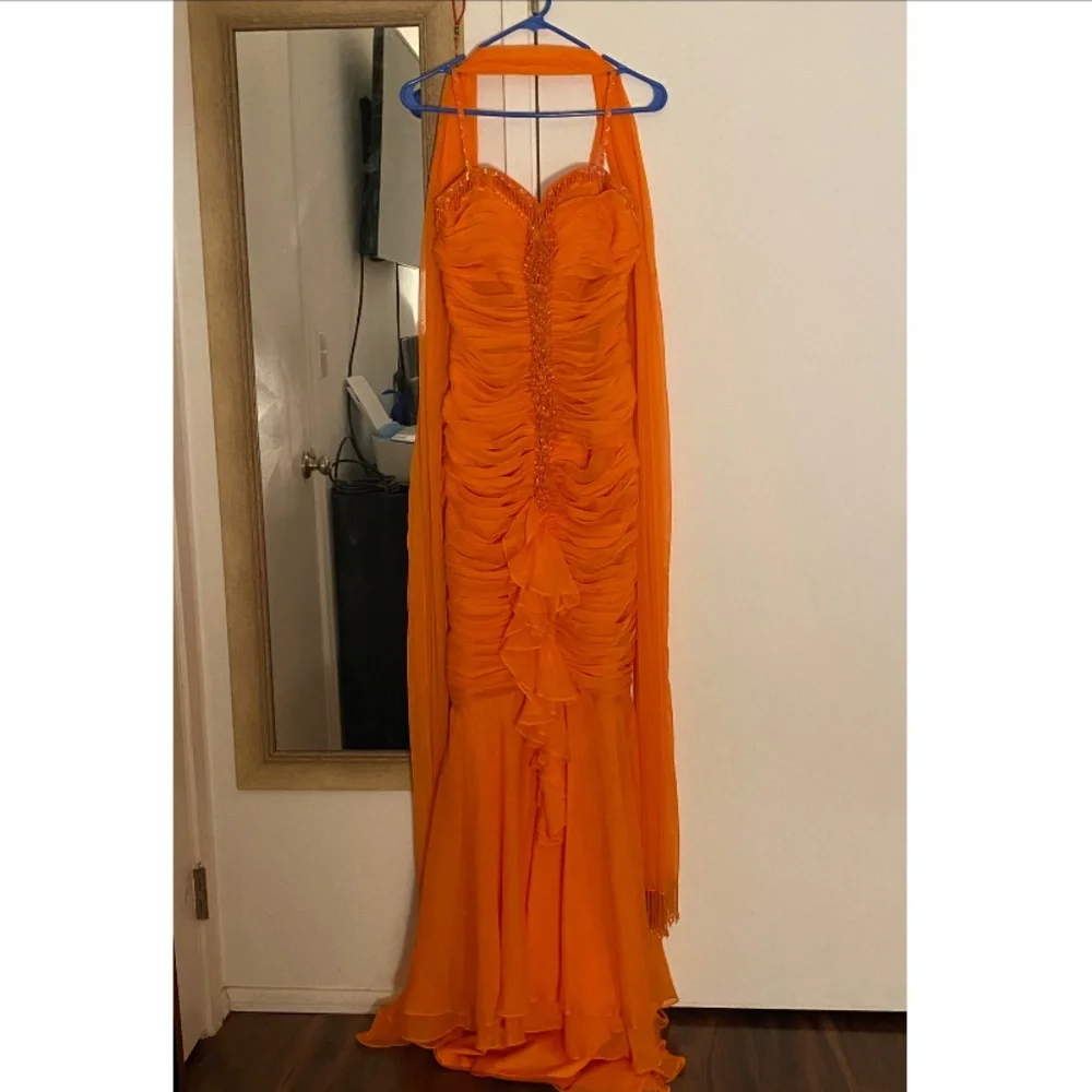 neon prom dress CLARISSE 810767 Iridescent Sequin Corset – Formalwear Outlet size:large M Designer wedding_guest_dress Cream high waisted pleated